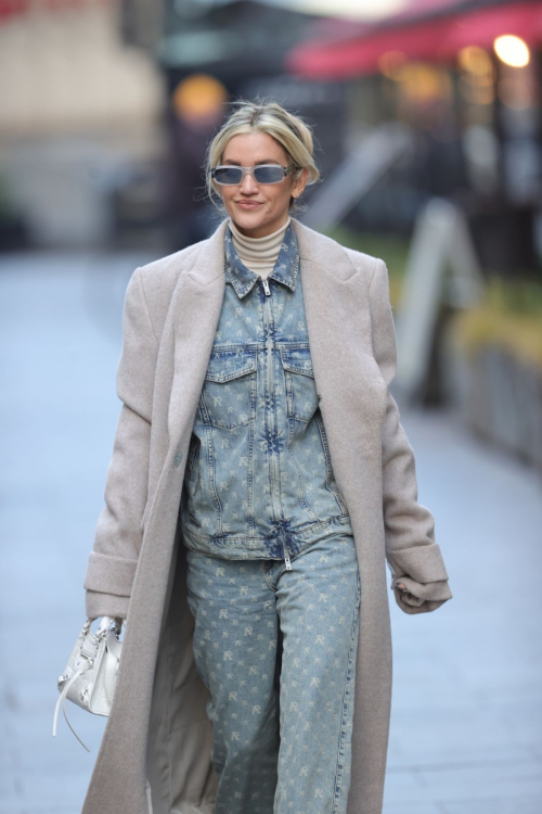 Ashley Roberts in Double Denim at Heart Radio in London, January 2024