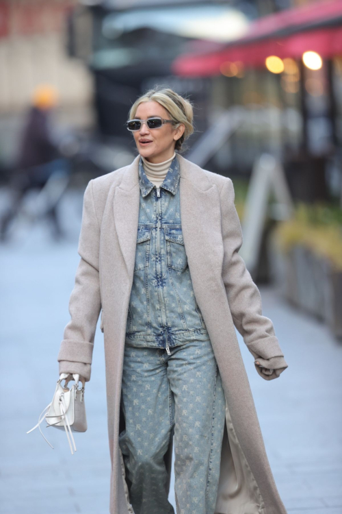 Ashley Roberts in Double Denim at Heart Radio in London, January 2024 3