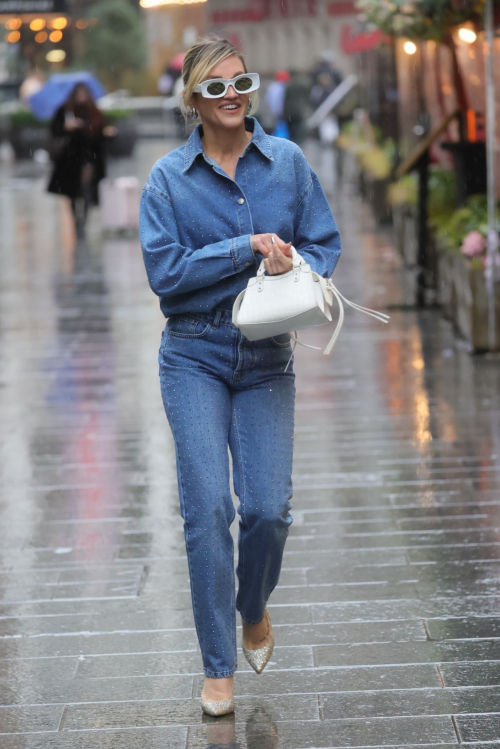 Ashley Roberts in Double Denim Leaves Heart Radio in London, January 2024 2