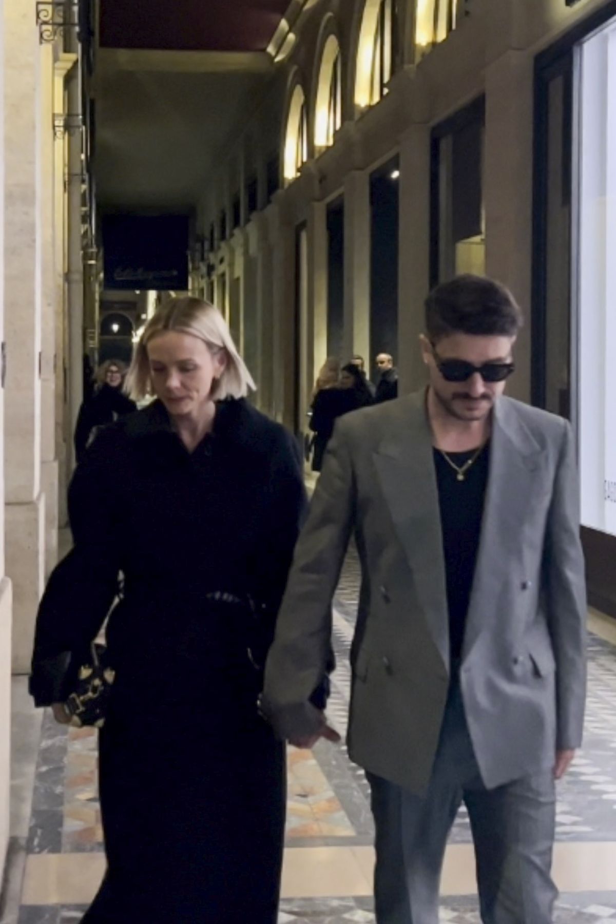 Carey Mulligan and Marcus Mumford leave Costes Hotel in Paris, January 2024