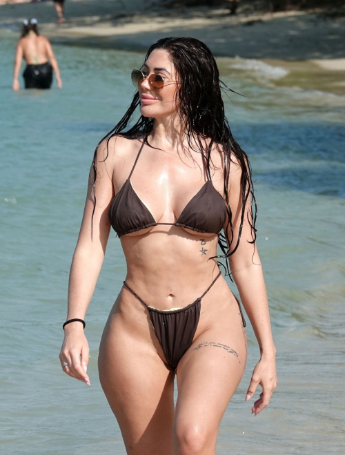 Chloe Ferry in Dark Brown Halterneck Bikini at Beach in Thailand, January 2024 6