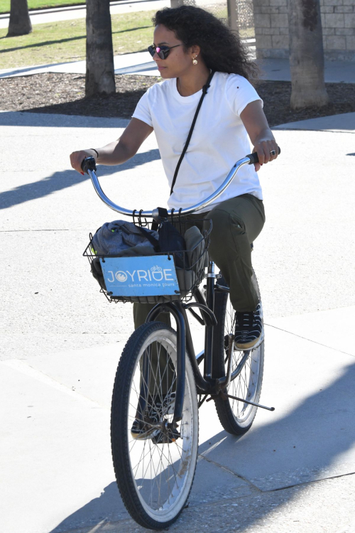 Christina Milian Enjoys Bike Ride in Santa Monica, January 2024