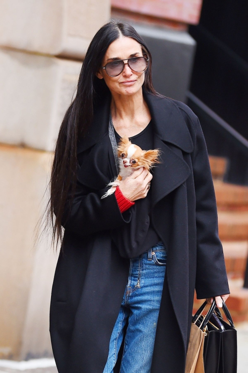 Demi Moore Arrives at Hotel in New York, January 2024