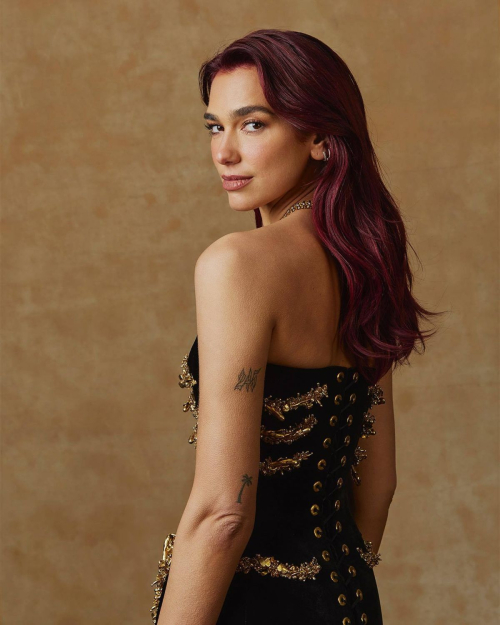 Dua Lipa at Portrait Booth at 81st Golden Globe Awards, January 2024