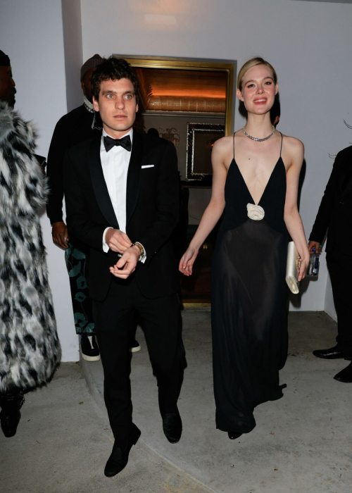 Elle Fanning Arrives at Golden Globe Awards Party, January 2024