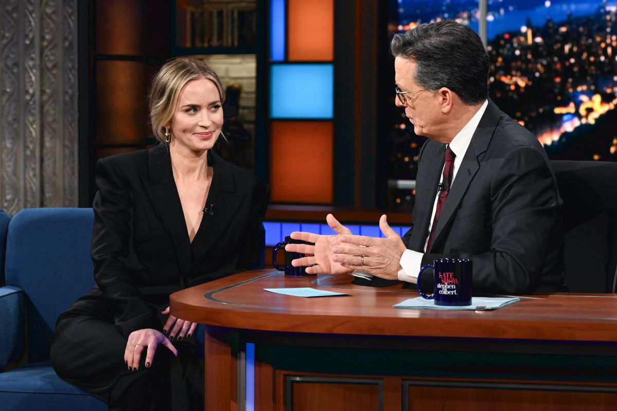 Emily Blunt at Late Show with Stephen Colbert, January 2024