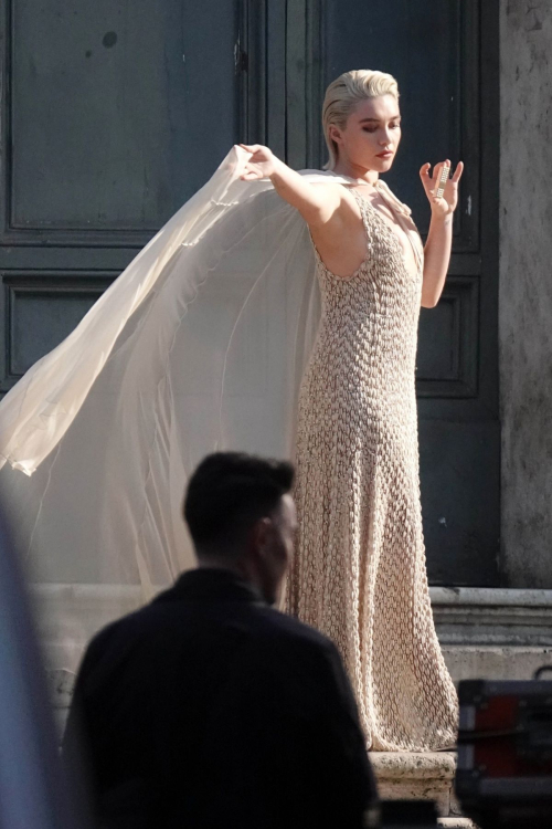 Florence Pugh on the Set of Valentino Photoshoot in Rome, January 2024 9