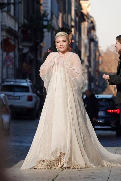 Florence Pugh on the Set of Valentino Photoshoot in Rome, January 2024 6