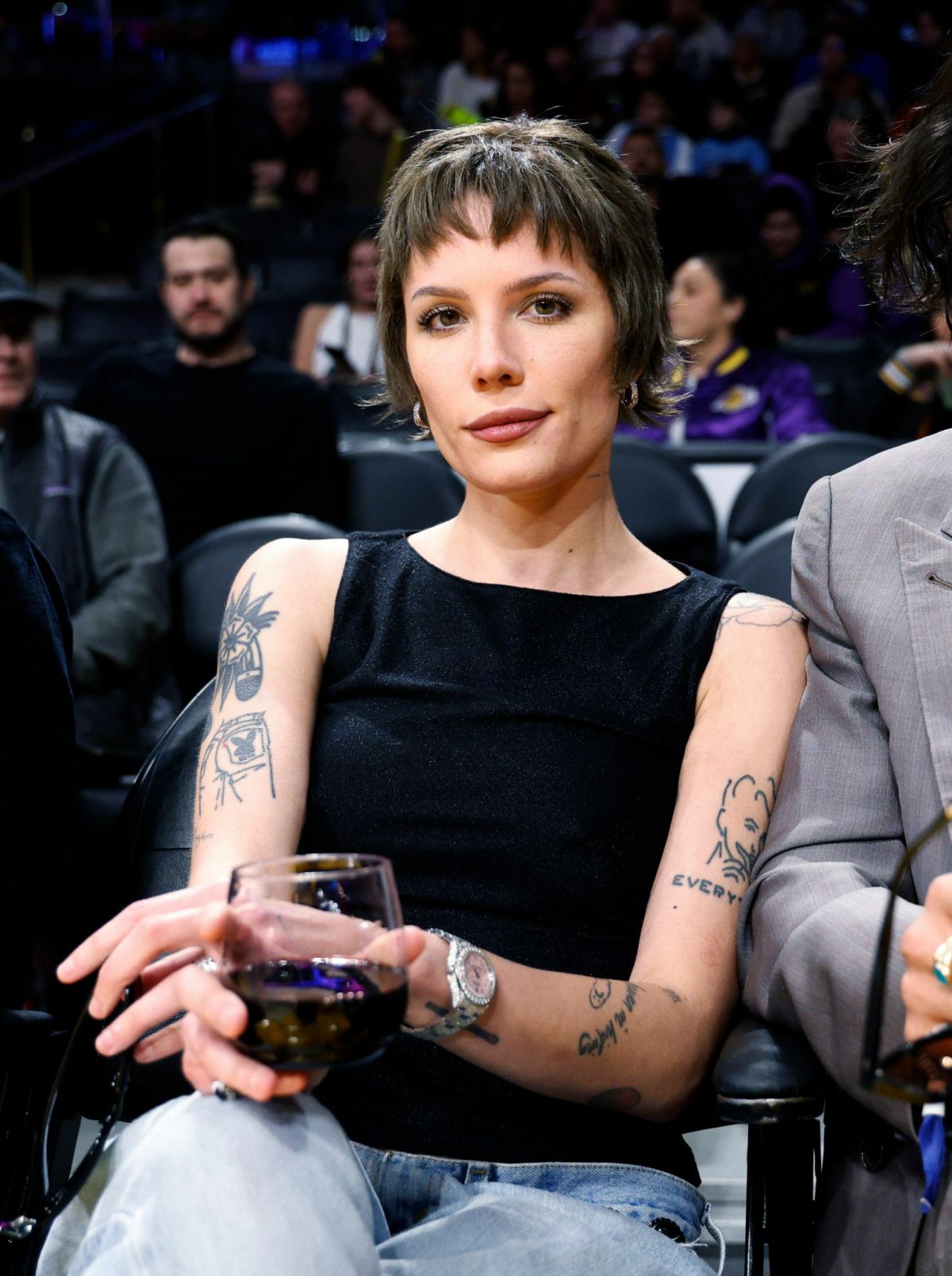 Halsey at Memphis Grizzlies vs Lakers Game in Los Angeles, January 2024