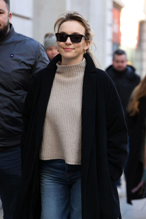 Jodie Comer Arrives at BBC Radio Studios in London, January 2024