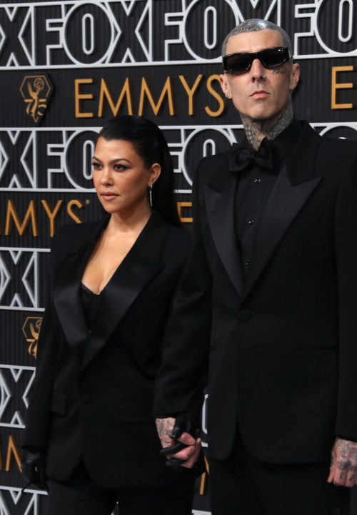 Kourtney Kardashian and Travis Barker at 75th Primetime Emmy Awards, January 2024