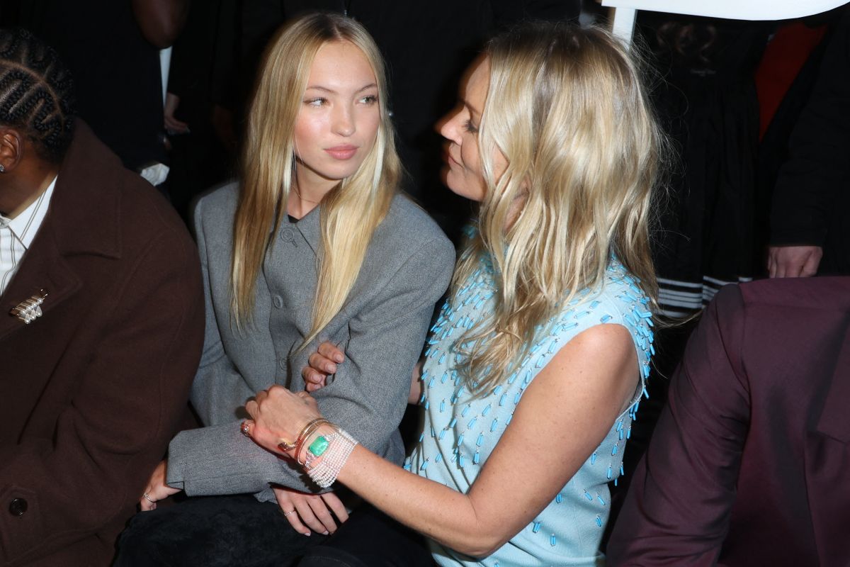 Lila Grace and Kate Moss at Dior Fashion Show, January 2024