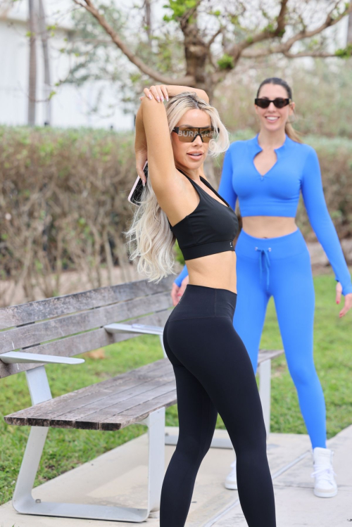 Lisa Opie and Victoria Larson Workout at a Park, Miami, January 2024