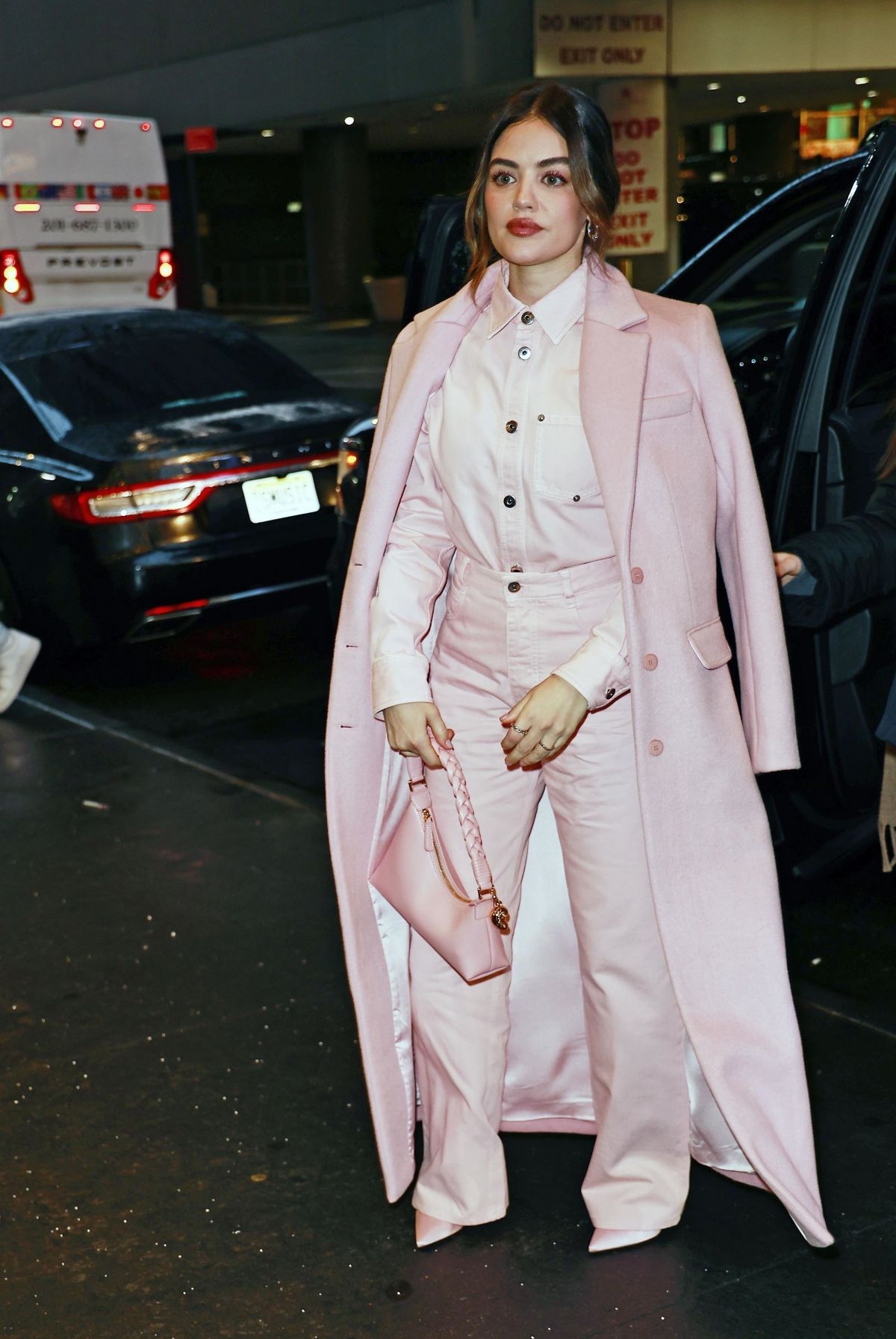 Lucy Hale arrives at CBS Studios in New York, January 2024