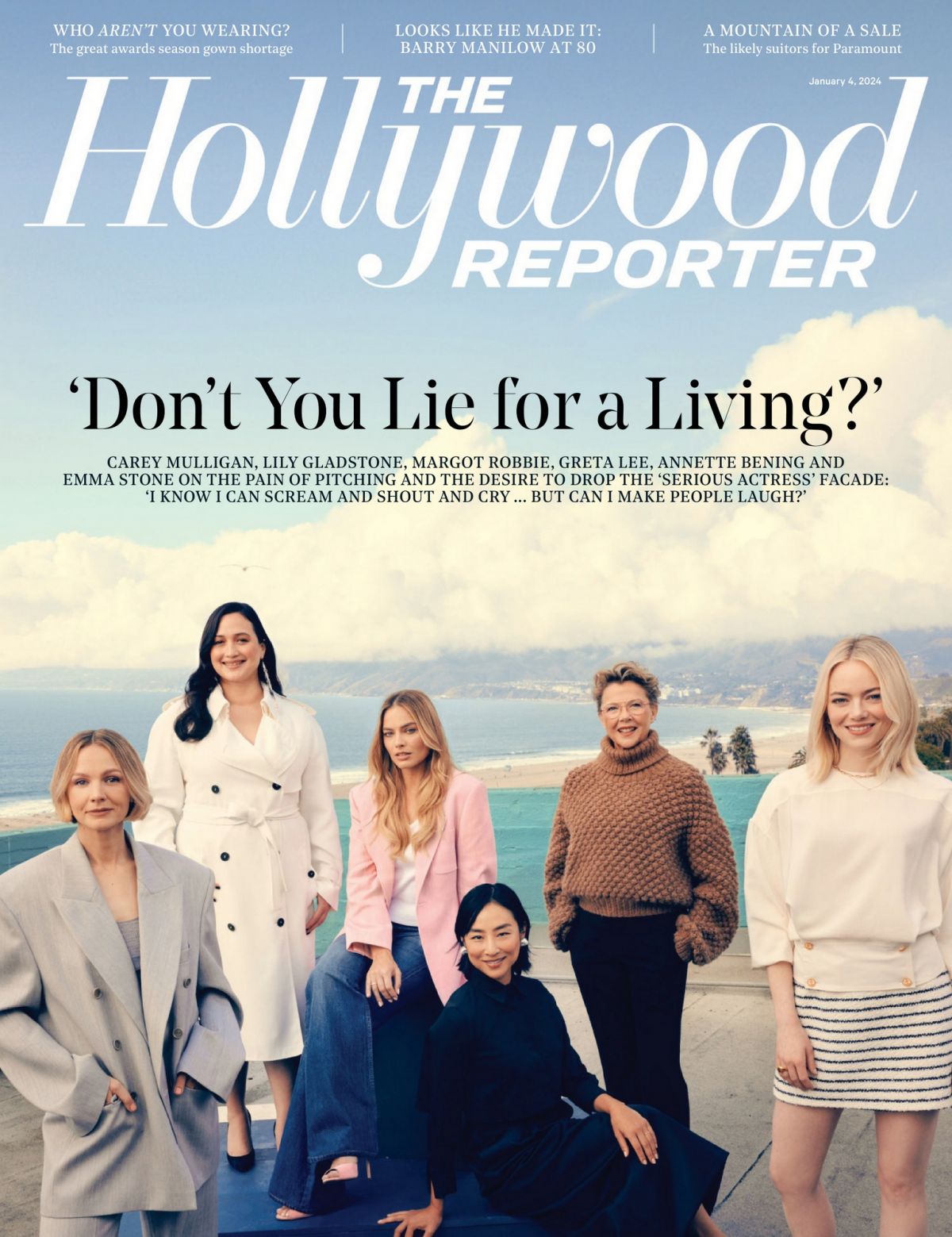 Margot Robbie, Emma Stone, and Carey Mulligan for The Hollywood Reporter, January 2024