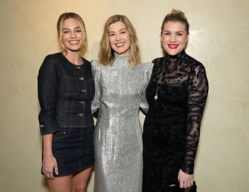 Margot Robbie, Rosamund Pike, and Emerald Fennell at Saltburn Q&A Screening in Los Angeles, January 2024