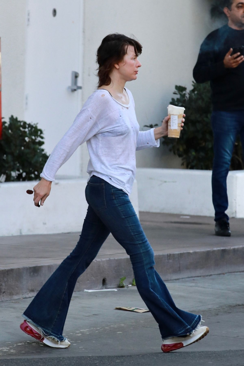 Milla Jovovich at a Starbucks in Los Angeles, January 2024 2