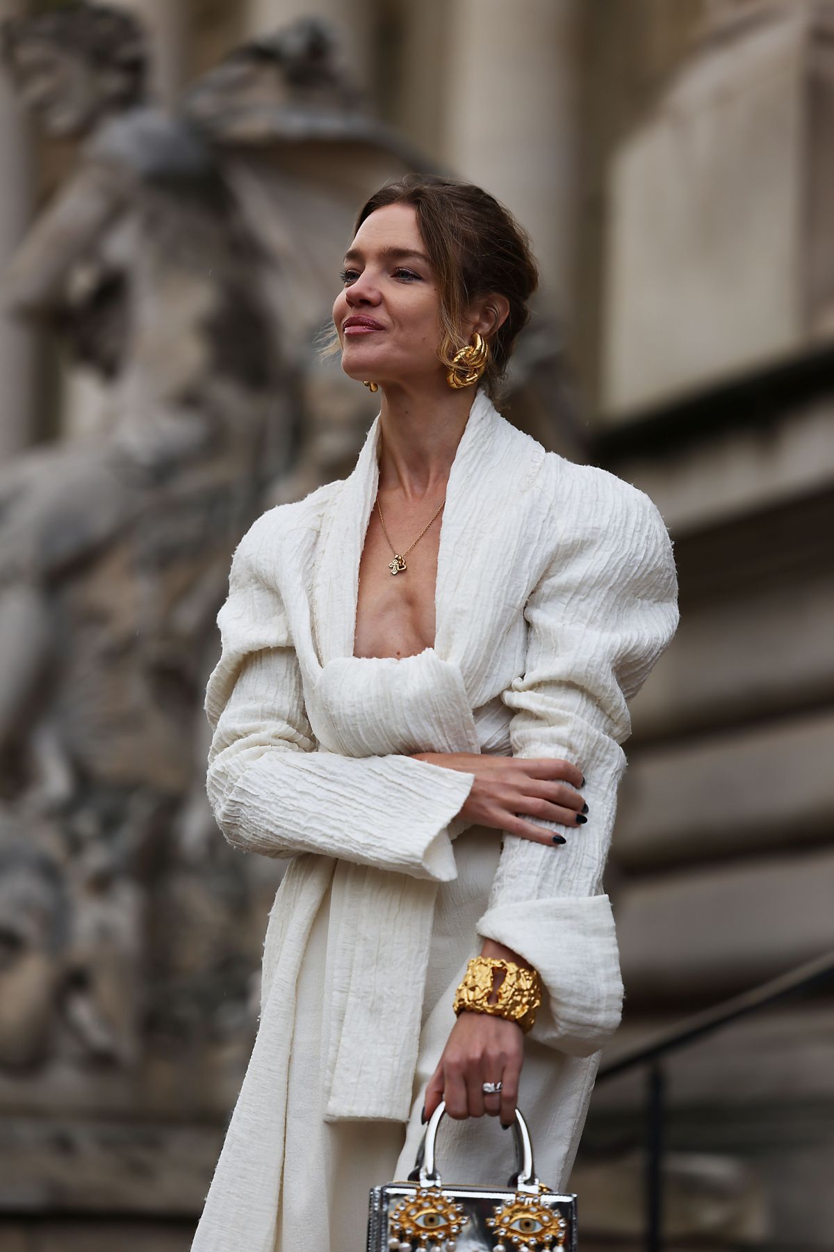 Natalia Vodianova Arrives at Schiaparelli Spring/Summer 2024 Show, January 2024