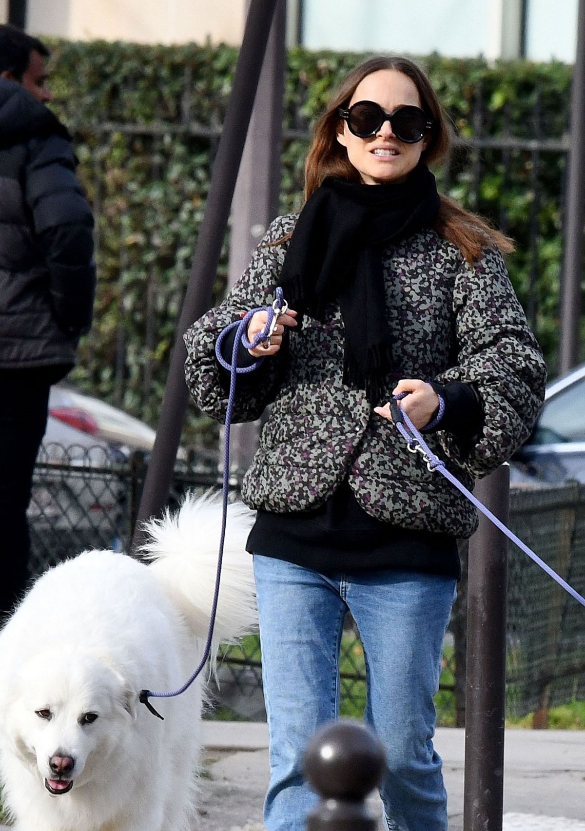 Natalie Portman Out with Her Dogs on Champ-de-Mars Gardens in Paris, January 2024