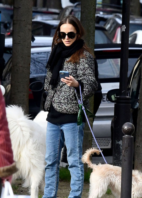 Natalie Portman Out with Her Dogs on Champ-de-Mars Gardens in Paris, January 2024 2