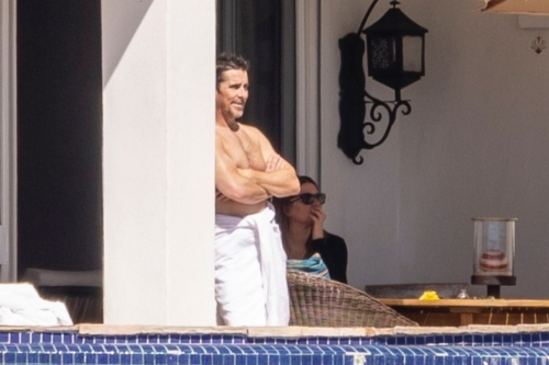 Sibi Blazic and Christian Bale at a Pool in Los Cabos, January 2024 4