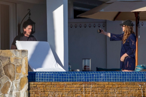 Sibi Blazic and Christian Bale at a Pool in Los Cabos, January 2024 6