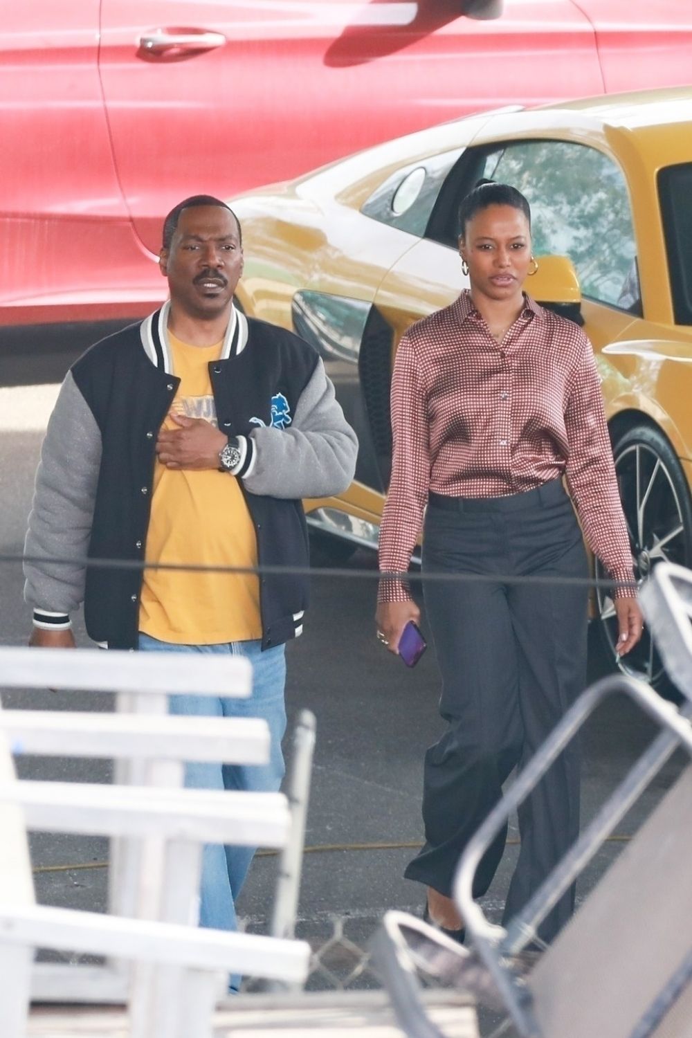 Taylour Paige and Eddie Murphy on Set of Beverly Hills Cop 4, January 2024