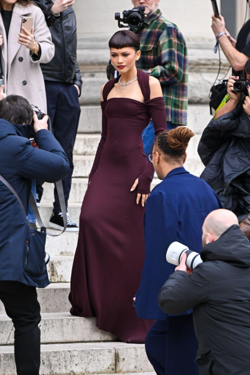 Zendaya Arrives at Fendi Haute Couture Show, January 2024