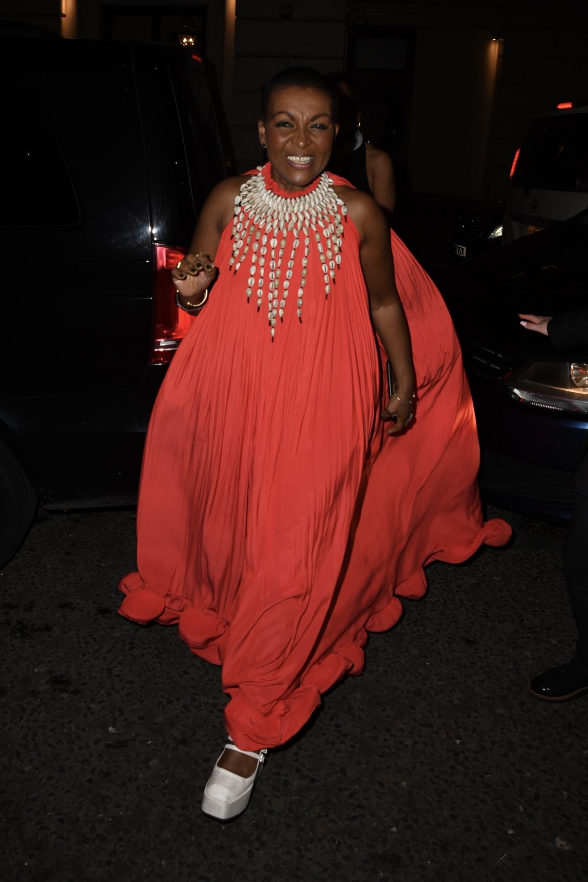 Adjoa Andoh Arrives at BAFTA Party at Nomad Hotel, February 2024