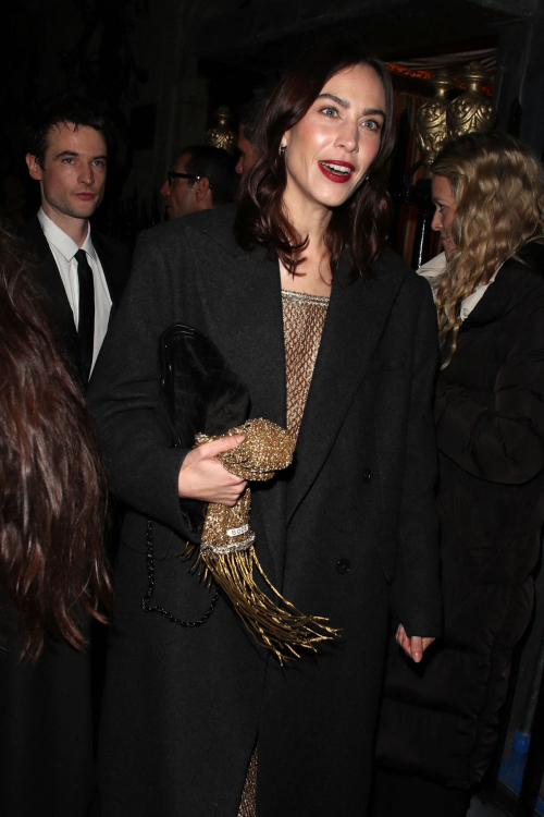 Alexa Chung Arrives at British Vogue Tiffany Co BAFTA Afterparty, February 2024