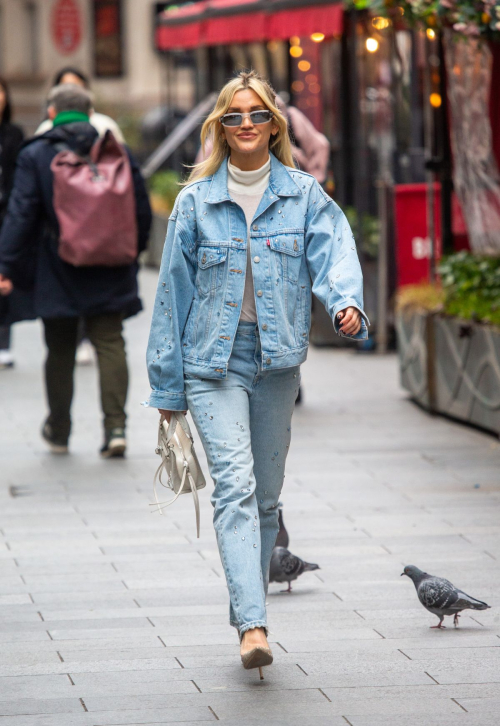 Ashley Roberts in Double Denim at Global Radio Studios in London, January 2024