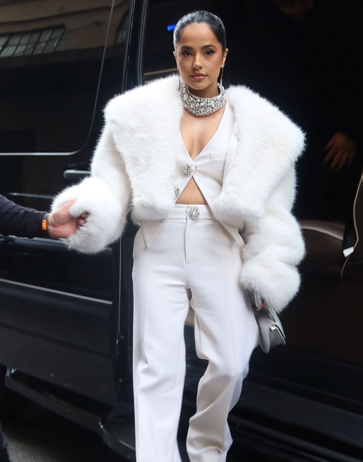 Becky G Arrives at Area Fashion Show in New York, February 2024