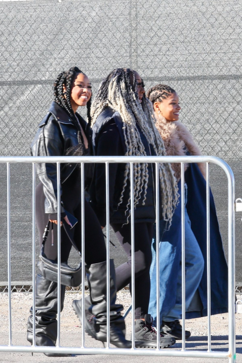 Chloe and Halle Bailey Arrive at Super Bowl in Las Vegas, February 2024