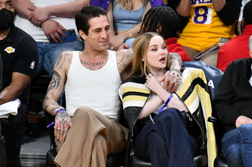 Dove Cameron and Damiano David at Lakers vs Pistons Game, February 2024 1