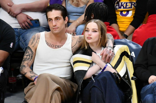 Dove Cameron and Damiano David at Lakers vs Pistons Game, February 2024 2