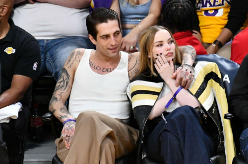 Dove Cameron and Damiano David at Lakers vs Pistons Game, February 2024 5