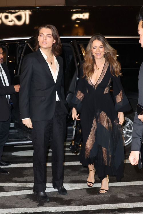 Elizabeth Hurley Arrives at Tod’s Cocktail Party, February 2024