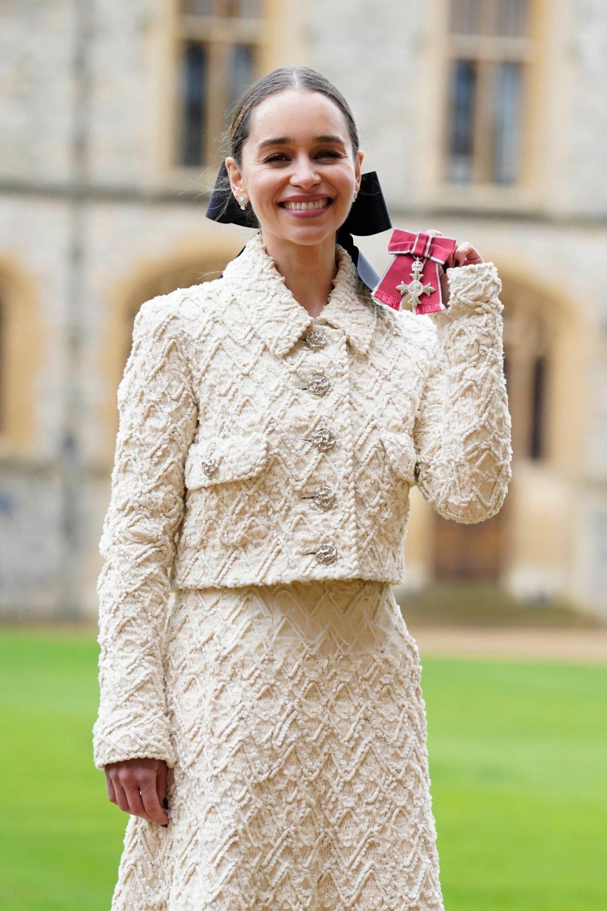 Emilia Clarke at Windsor Castle for British Empire Ceremony, February 2024