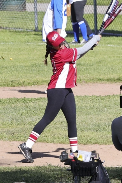 Gina Rodriguez on Set Dressed in a Baseball Uniform in Los Angeles, February 2024 3