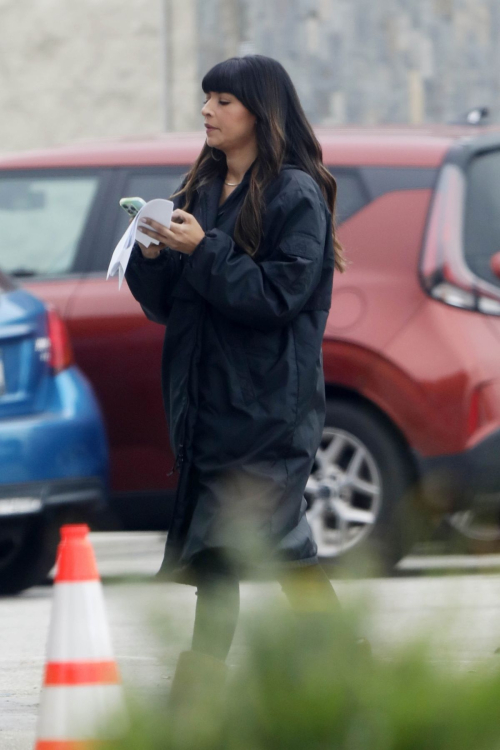 Hannah Simone on the Set of Not Dead Yet in Los Angeles, February 2024