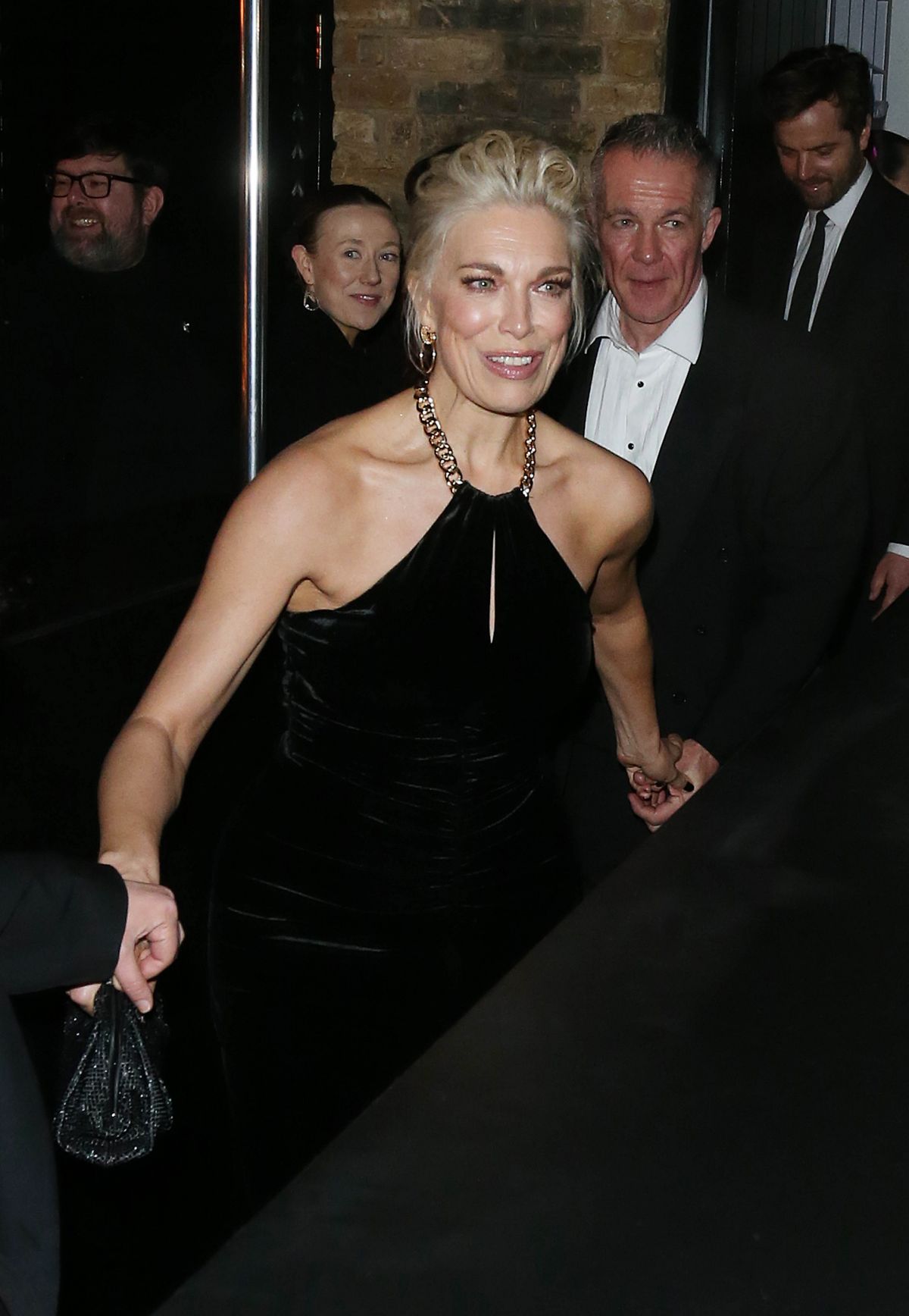 Hannah Waddingham Leaves Netflix BAFTA Afterparty at Chiltern Firehouse, February 2024