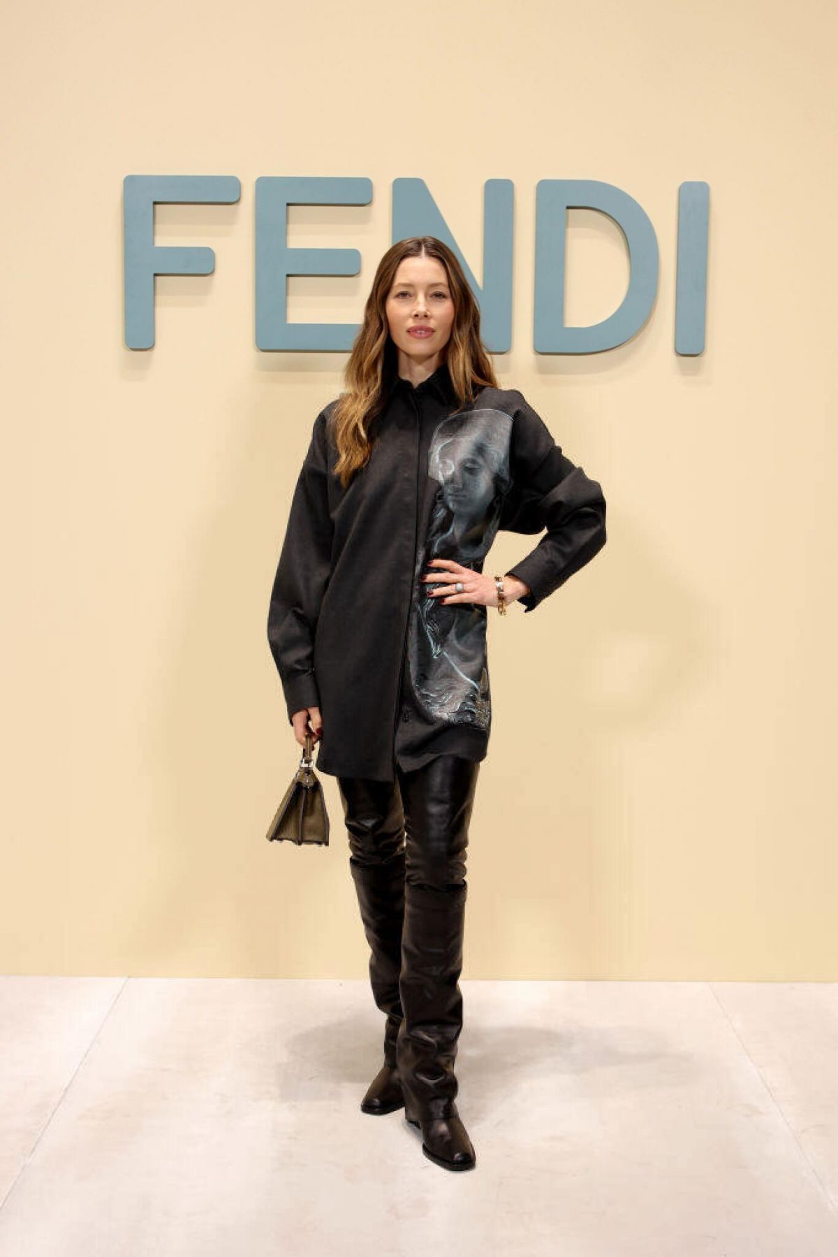 Jessica Biel at Fendi Womenswear Fall/Winter 2024 Fashion Show in Milan, February 2024