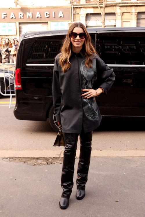 Jessica Biel at Fendi Womenswear Fall/Winter 2024 Fashion Show in Milan, February 2024 6