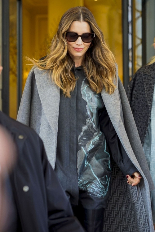 Jessica Biel Leaves Palazzo Parigi Hotel in Milan, February 2024 5