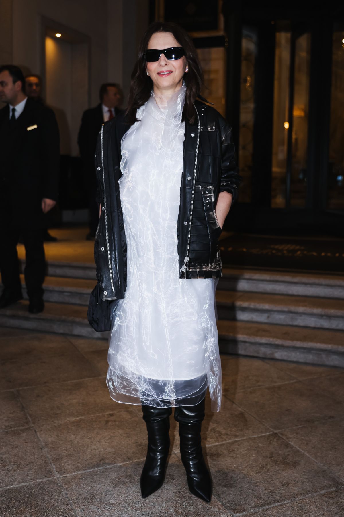 Juliette Binoche at Prada Fashion Show at Milan Fashion Week, February 2024