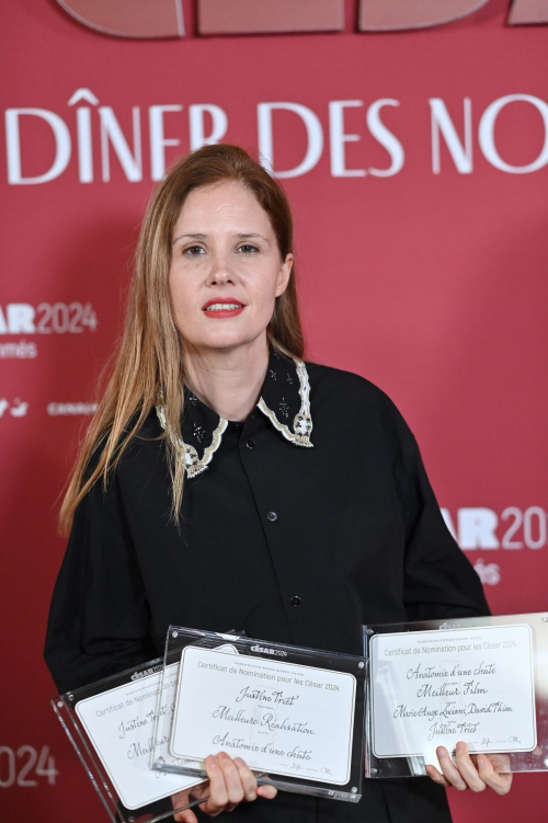 Justine Triet at Cesar Nominee Dinner at Le Fouquet’s in Paris, February 2024