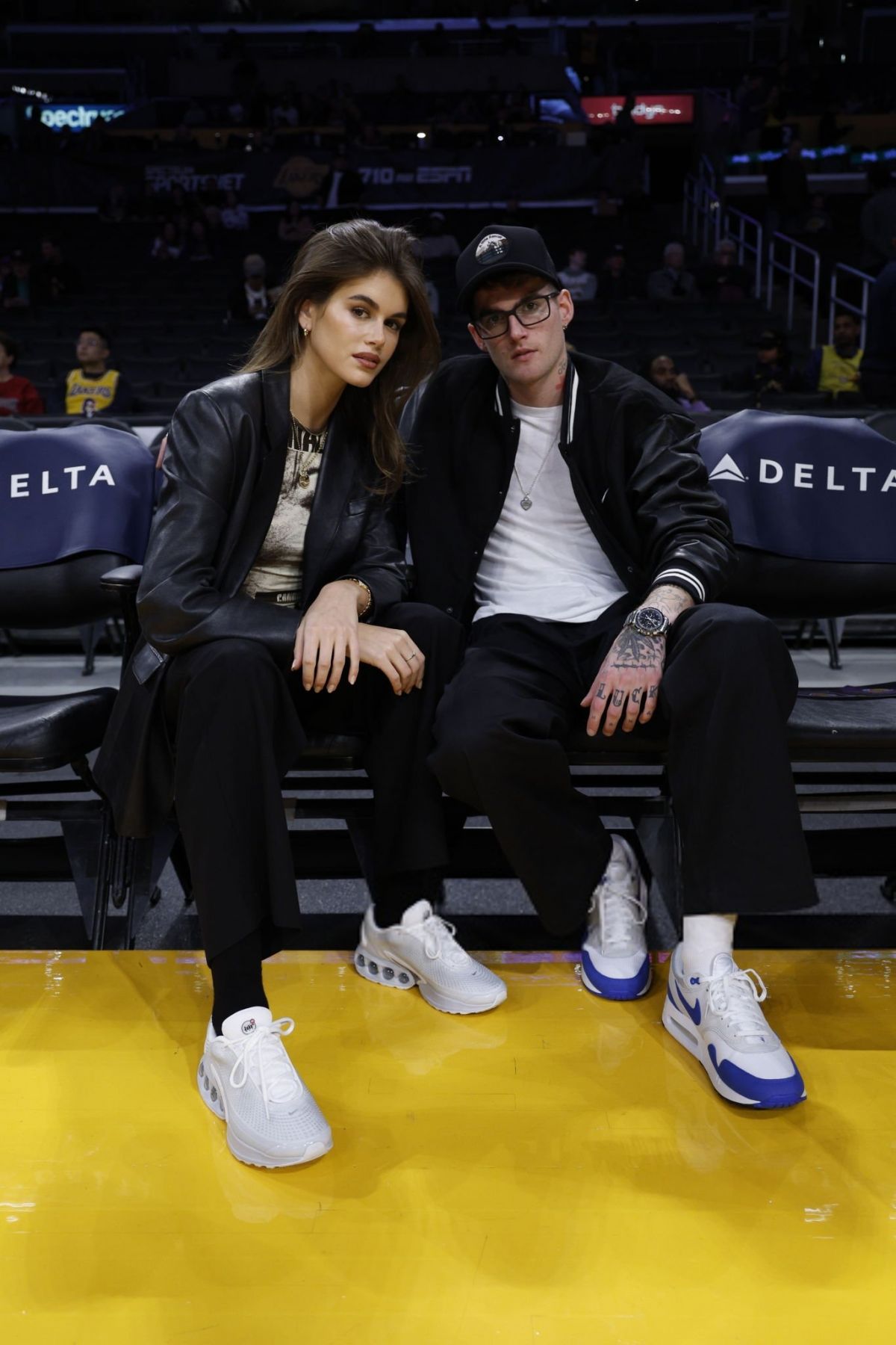 Kaia and Presley Gerber at LA Lakers Game, February 2024