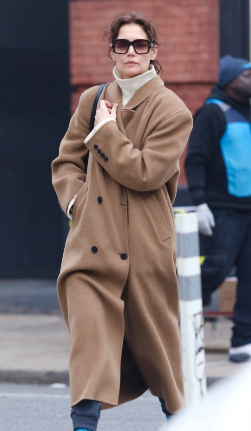 Katie Holmes in Brown Coat in New York, February 2024 2