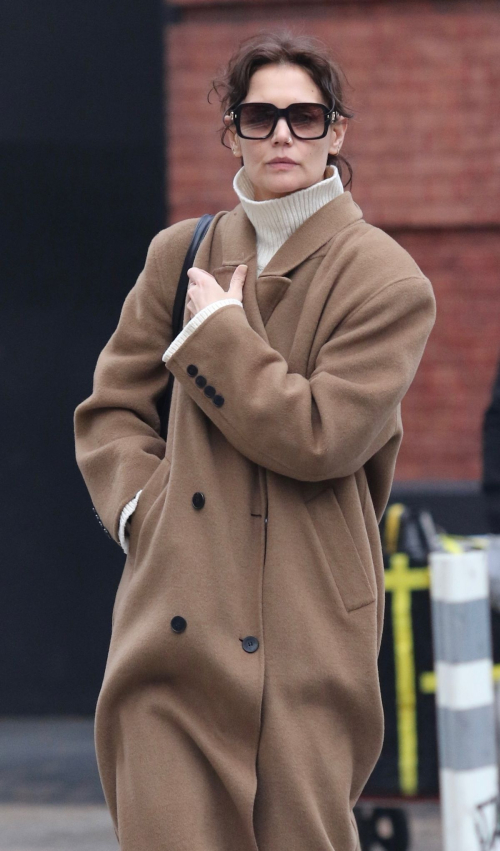 Katie Holmes in Brown Coat in New York, February 2024 3