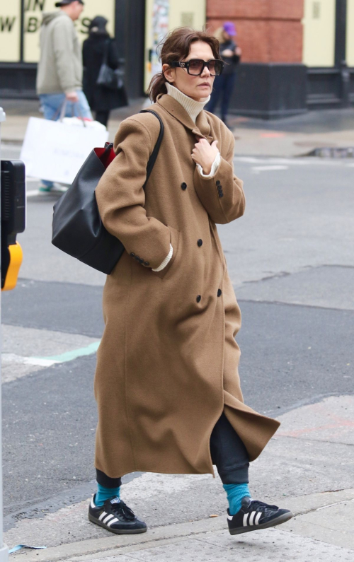 Katie Holmes in Brown Coat in New York, February 2024 4